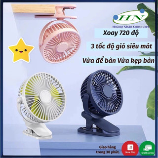 Quạt Kẹp Bàn Mini, Quạt Tích Điện Sạc Pin, Quạt Bàn, Kẹp Ô Tô 3 Cấp Độ Gió Dung Lượng Pin Khủng Xoay 720 Độ