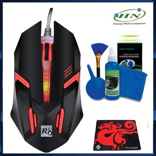 Chuột Game R8 1602 Đèn Led Đa màu + Bộ Vệ Sinh 4 món [ TẶNG LÓT CHUỘT]