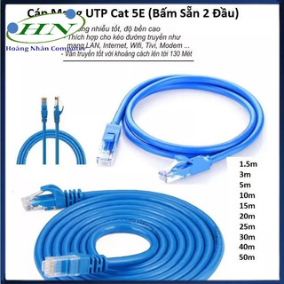 Cáp Mạng UTP Cat 5E Dây Xanh ( Bấm Sẵn 2 Đầu ) 20m-50m