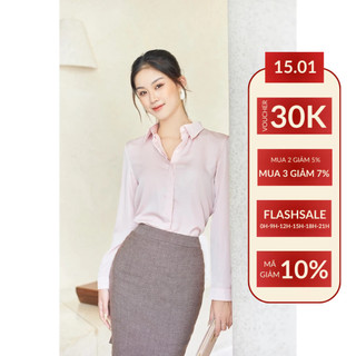 Áo sơ mi trơn cơ bản nữ gillee lụa cát fas234