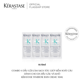  Combo 4 Dầu gội làm sạch tóc giúp Kiểm soát gàu dành cho da đầu gàu và khô Kérastase Symbiose Bain Creme 10ml