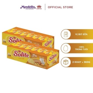 Combo 2 Khay Bánh Bông Lan SOLITE Cuộn Kem Vị Bơ Sữa 360g