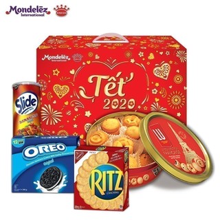 COMBO BÁNH TẾT MONDELEZ SUM VẦY:LU 310g,Slide Barbecue 160g, RITZ 247g,Oreo Vani 342g