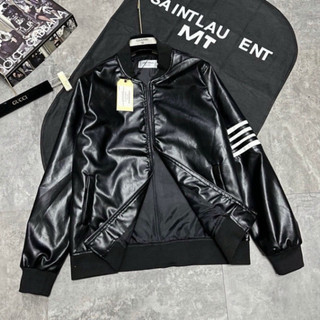 Áo Khoác Da Nam Thêu Thom Viền Tay Siêu Đẹp - Áo Bomber Thom Nam Chất Da Hót