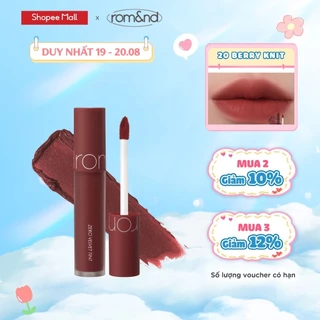 [Rom&nd] [Màu 18-21] Son kem lì, lên màu siêu chuẩn, mềm mại như nhung Hàn Quốc Romand Zero Velvet Tint 5.5g
