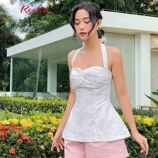 RECHIC Áo kiểu Bona kiểu thắt nơ ở cổ dáng chiết eo trẻ trung thời thượng