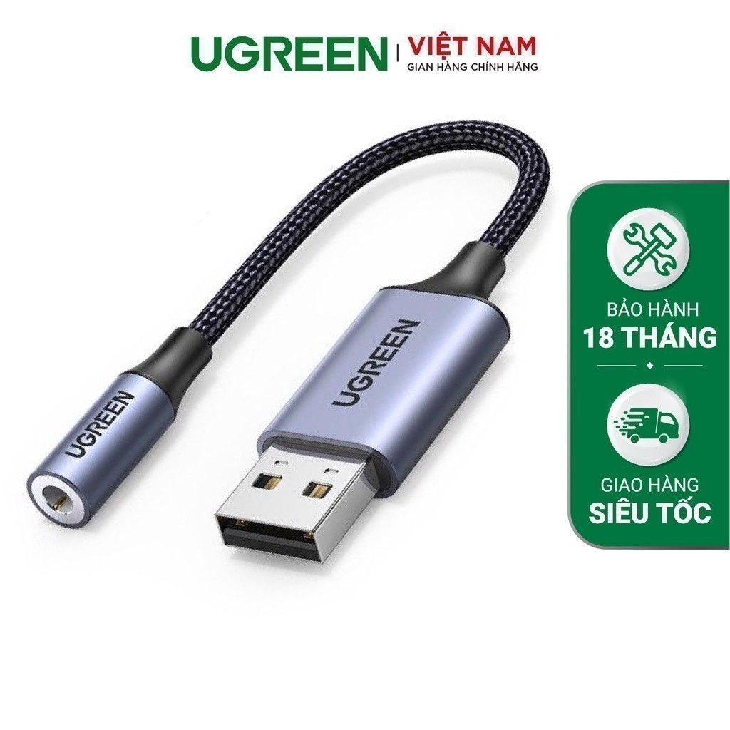 Đầu Chuyển Âm Thanh USB 2.0 Type-A Sang 3.5mm Dây Dù Hỗ Trợ Mic MIC Ugreen 30757