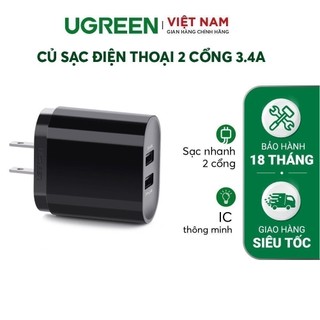 Củ sạc điện thoại 2 cổng 3.4a ugreen cd104 20575 & 20576 – hàng phân phối chính hãng - bảo hành 18 tháng