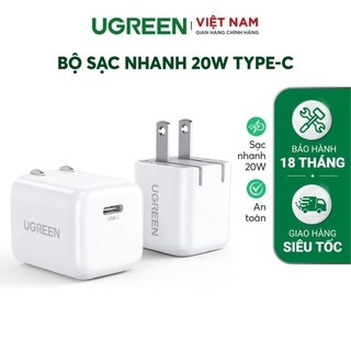 Củ sạc nhanh mini ugreen 20w cd249 cổng usb type-c| chân cắm us gập gọn| bảo hành 18 tháng 1 đổi 1 70572 30313 80947