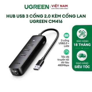 Bộ chia USB A sang 3 cổng USB 2.0 và 1 cổng LAN Ugreen 20984