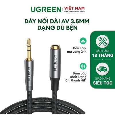 Dây nối dài AV 3.5mm dạng dù bện UGREEN AV190 AV118| Đầu cáp mạ vàng 24k|Đảm bảo chất lượng âm thanh HiFi | BH 18 tháng