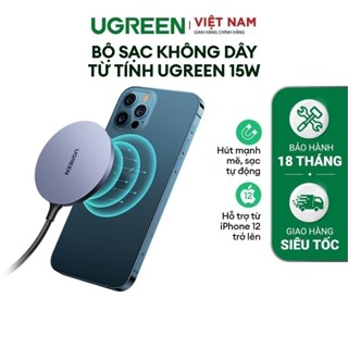 Bộ sạc không dây từ tính UGREEN 15W CD245 |  Nhỏ gọn | Nam châm hút mạnh mẽ | Cáp sạc bền | Bảo hành 18 tháng 1 đổi 1 |