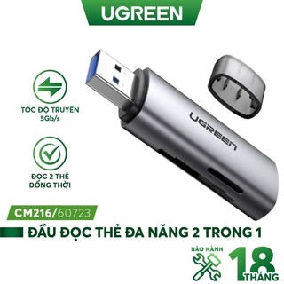 Đầu đọc thẻ usb 3.0 ugreen 60723 đọc thẻ đa năng sd/ tf tốc độ truyền 5gb/s