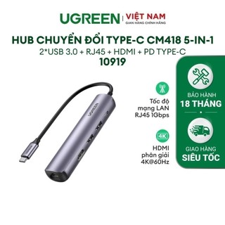 Bộ Hub chuyển đổi kết nối Type C sang HDMI USB 3.0 Lan Gigabit PD 100W 10919 - Hàng chính hãng