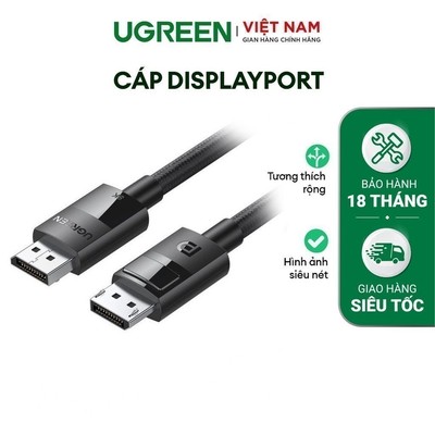 Cáp DisplayPort UGREEN DP114 | Tương thích ngược với DP 1.3/1.2/1.1| Che chắn 3 lớp | Bảo hành 18 tháng 1 Đổi 1