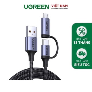 Cáp sạc 2 trong 1 UGREEN US324 - Type C và Micro USB Vỏ bện nylon, sạc nhanh ổn định