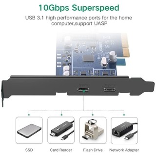 Card PCI Express sang 2 cổng USB Type-C UGREEN US230 30773