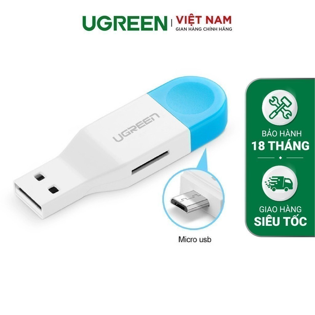 Đầu đọc thẻ TF/Micro-SD 2 cổng USB + OTG tốc độ lên đến 480Mbps UGREEN 30358
