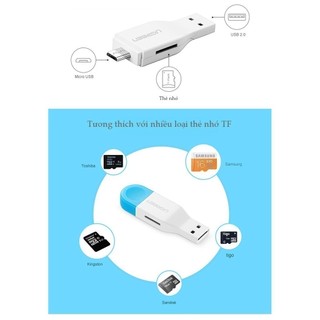 Đầu đọc thẻ TF/Micro-SD 2 cổng USB + OTG tốc độ lên đến 480Mbps UGREEN 30358