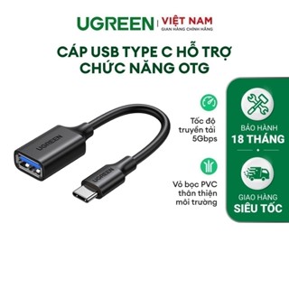 Cáp chuyển đổi USB C sang USB 3.0/2.0 hỗ trợ OTG UGREEN US154 | Vỏ bọc PVC | Tốc độ 5Gbps | Dài 15cm | BH 18 tháng