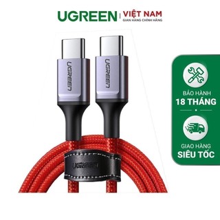 Cáp sạc và truyền dữ liệu 2 cổng USB type C PD 60W 3A bện nylon 1m US296 60186