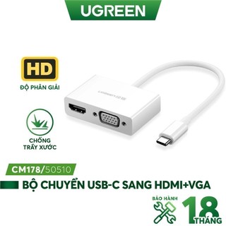 Bộ chuyển đổi usb type c sang hdmi+vga dài 15cm ugreen cm178
