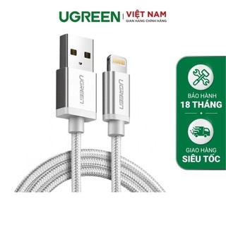  Cáp sạc Lightning MFI UGREEN US155 US291 cho iP   iPad   iPod dòng 2.4A dài 1m 2m - Bảo hành 18 tháng 1 đổi 1 60156 