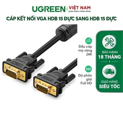 Dây VGA VG101 UGREEN | kích thước 1-30m | VGA HDB 15 đực sang HDB 15 đực | Bảo hành 18 tháng