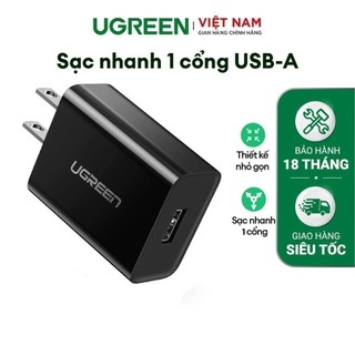 Sạc nhanh 1 cổng USB-A UGREEN CD122 - Hỗ trợ Qualcomm Quick Charge 3.0 công suất 18W
