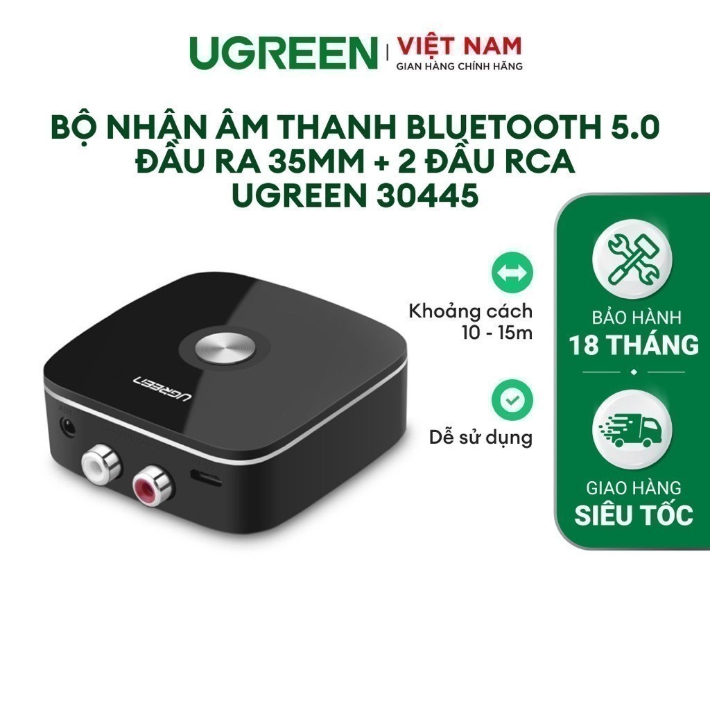 Bộ nhận âm thanh Bluetooth 5.0 đầu ra 3.5mm + 2 đầu RCA UGREEN 30445