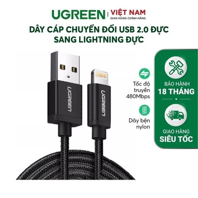 Cáp sạc Lightning Ugreen US199 US291 đạt chuẩn MFi | Sạc nhanh | Tốc độ truyền 480Mbps | BH 18 Tháng 1 Đổi 1 | 80
