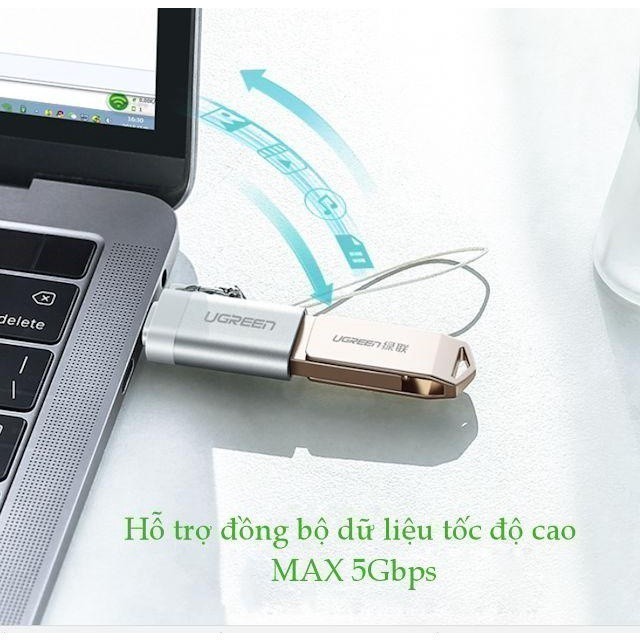 Đầu chuyển đổi cổng USB 3.0 sang Type C đực UGREEN US270 | Hỗ trợ OTG | Có dây gắn móc treo chìa khóa| Bảo Hành 18 Tháng | BigBuy360 - bigbuy360.vn