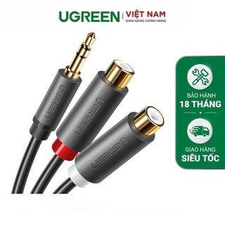 Dây chuyển đổi 3.5mm đực sang 2 đầu RCA cái dài 25CM màu đen UGREEN AV109 10547