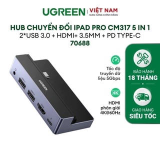 Bộ hub chuyển đổi USB-C CM317 70688 cho iPad Pro 2018 2020 - 3.5mm/HDMI/2 USB3.0