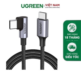 Cáp sạc và truyền dữ liệu 2 cổng USB-C 90 độ PD 60W dòng 3A 0.5-2m UGREEN US255