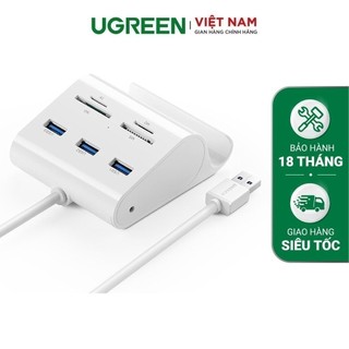 Bộ chia 3 cổng usb 3.0 kèm đầu đọc thẻ tf/sd/ms/cf dài 0.5m ugreen us156 30343 có chức năng otg