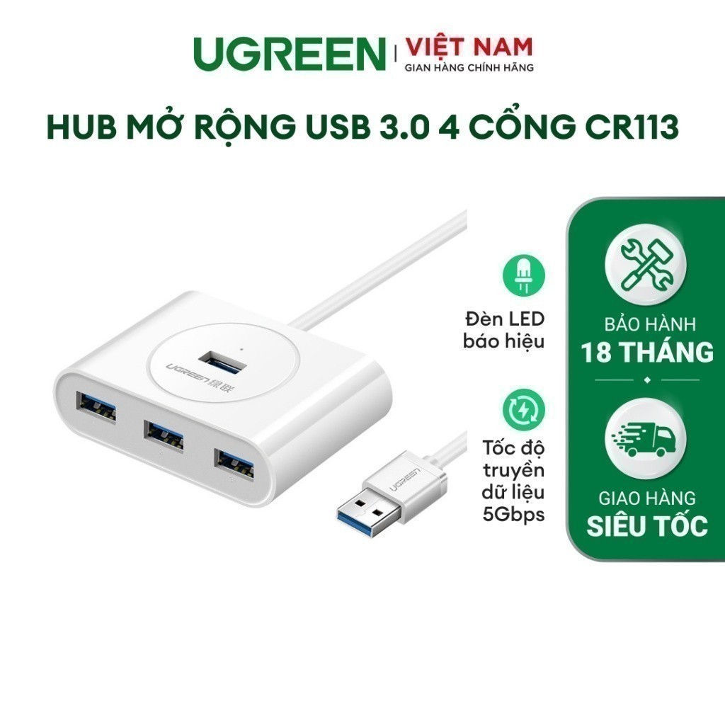 Hub USB 3.0 4 cổng tốc độ 5Gbps UGREEN CR113 - Chính hãng - Bảo hành 18 tháng 1 đổi 1 20282 20283
