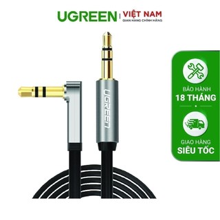 Dây Audio 3.5mm dẹt, mạ vàng 1 đầu vuông 90 độ UGREEN AV119