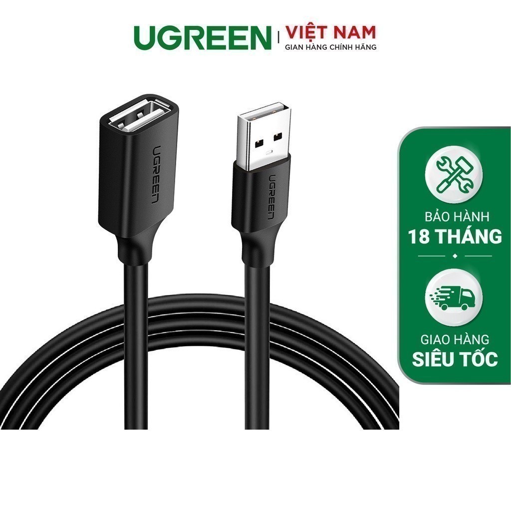 Dây nối dài USB 2.0 UGREEN US103|Thiết kế gọn nhẹ|Tương thích hoàn toàn với các máy PC và Mac |Bảo Hành 18 Tháng 1 Đổi 1