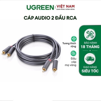 Cáp Audio 2 đầu RCA UGREEN AV104 | Chuẩn 2 đầu 2RCA đực sang 2RCA đực | Mạ vàng 24K | Bảo Hành 18 Tháng 1 Đổi 1