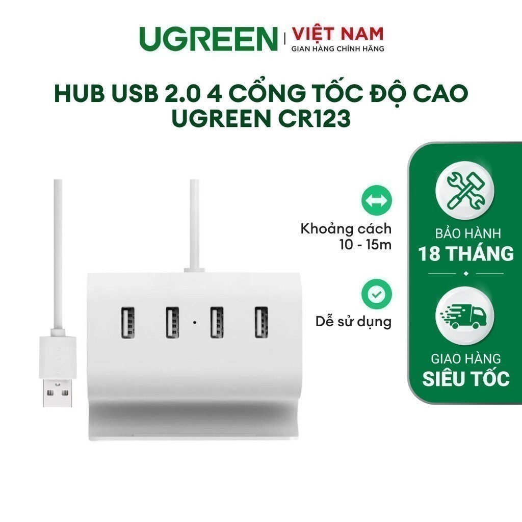 Hub USB 2.0 4 cổng tốc độ cao chính hãng UGREEN CR106 - Hàng phân phối chính hãng - Bảo hành 18 tháng 1 đổi 1  20270