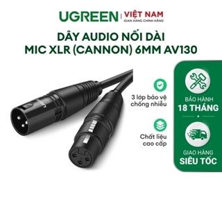 Dây Audio nối dài MIC XLR (Cannon) 6mm UGREEN AV130 | Đầu XLR đực sang XLR cái | 3 lớp bảo vệ | Bảo hành 18 tháng 1 Đổi1