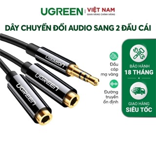 Dây cáp Audio 3.5mm UGREEN AV123 | Chia 1 cổng audio 3.5mm ra 2 cổng 3.5mm | Đầu tiếp xúc mạ vàng 24k |Bảo Hành 18 Tháng