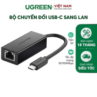 Bộ chuyển đổi USB Type C san LAN 10/100 Mbps Ethernet - dài 40CM - UGREEN 30287 (màu đen)