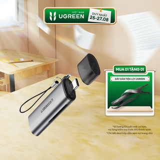 Đầu đọc thẻ USB Type-C với 2 khe thẻ cắm SD và OTG UGREEN CM185