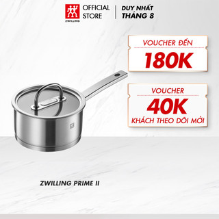 Nồi quánh zwilling prime ii, size 16cm /18cm , thép không gỉ, không tráng phủ, nắp kính khóa ẩm