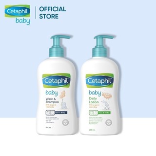 Combo Sữa tắm gội Cetaphil Baby W&S with Organic Calendula 400ml + Sữa dưỡng ẩm Cetaphil Baby with Calendula 400ml/chai