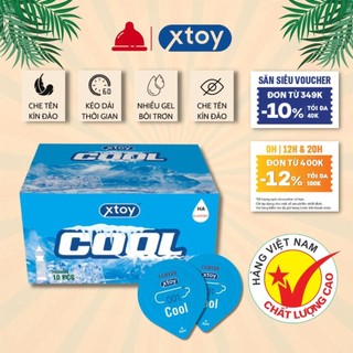  Bao cao su gai XTOY COOL cực the mát lạnh hương thơm bạc hà gân gai kéo dài thời gian hộp 10 bcs 