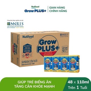 Thùng sữa bột pha sẵn nutifood growplus+ biếng ăn 110ml - trên 1 tuổi - tăng cân khỏe mạnh