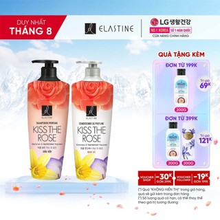 Bộ đôi Dầu gội xả Elastine De Perfume hương nước hoa Kiss the rose 600ml x2